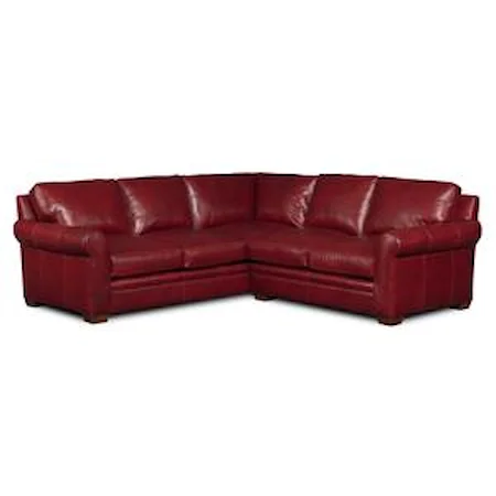 Transitional Two Piece Sectional Sofa with Rolled Arms and Tapered Legs
